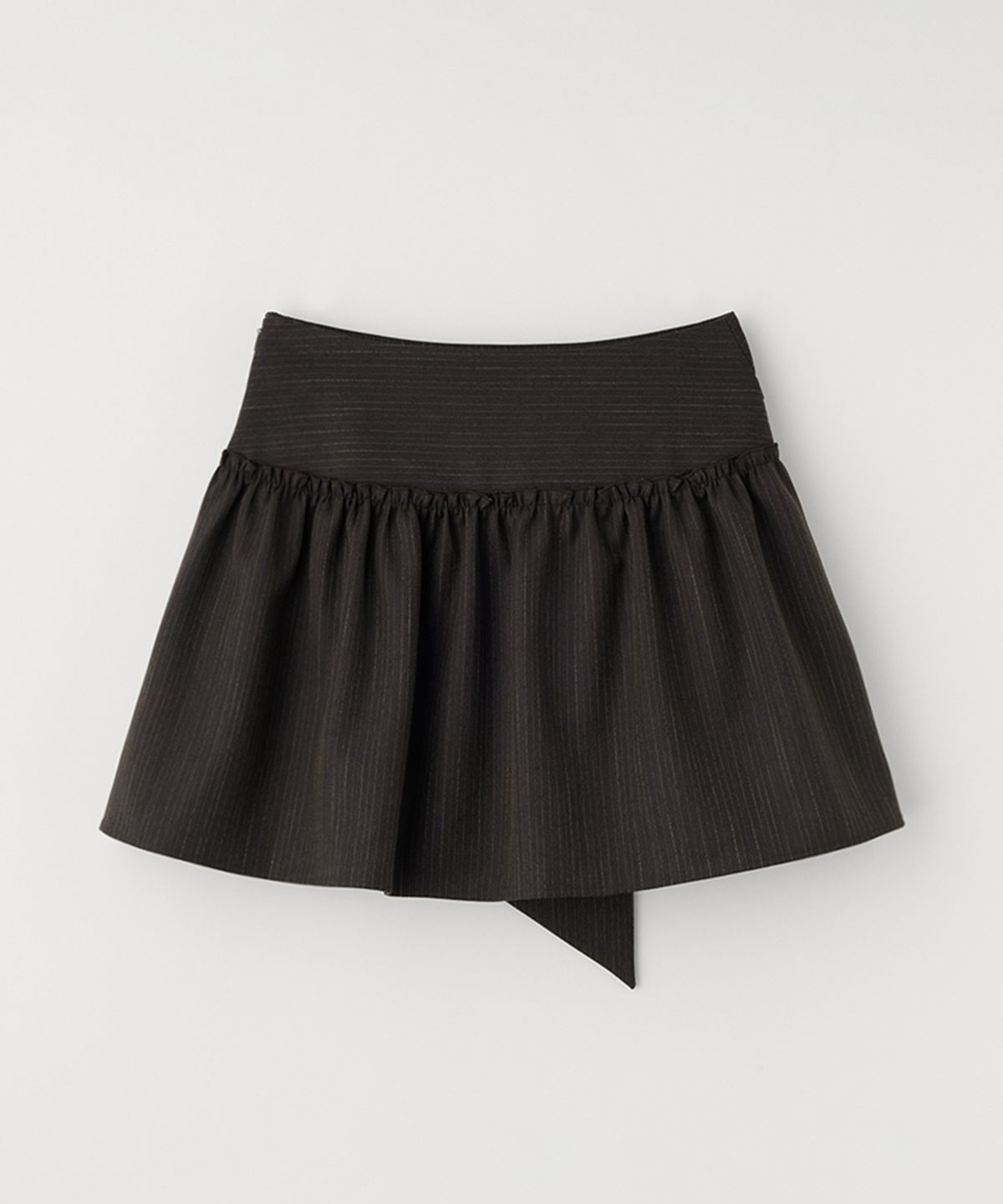 셀리테일즈(CELITAILS) STRIPED BOW-TIE MINI SKIRT_DARK BROWN