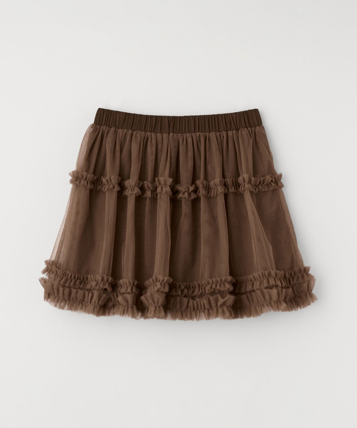 셀리테일즈(CELITAILS) MESH FRILL TUTU SKIRT_BROWN
