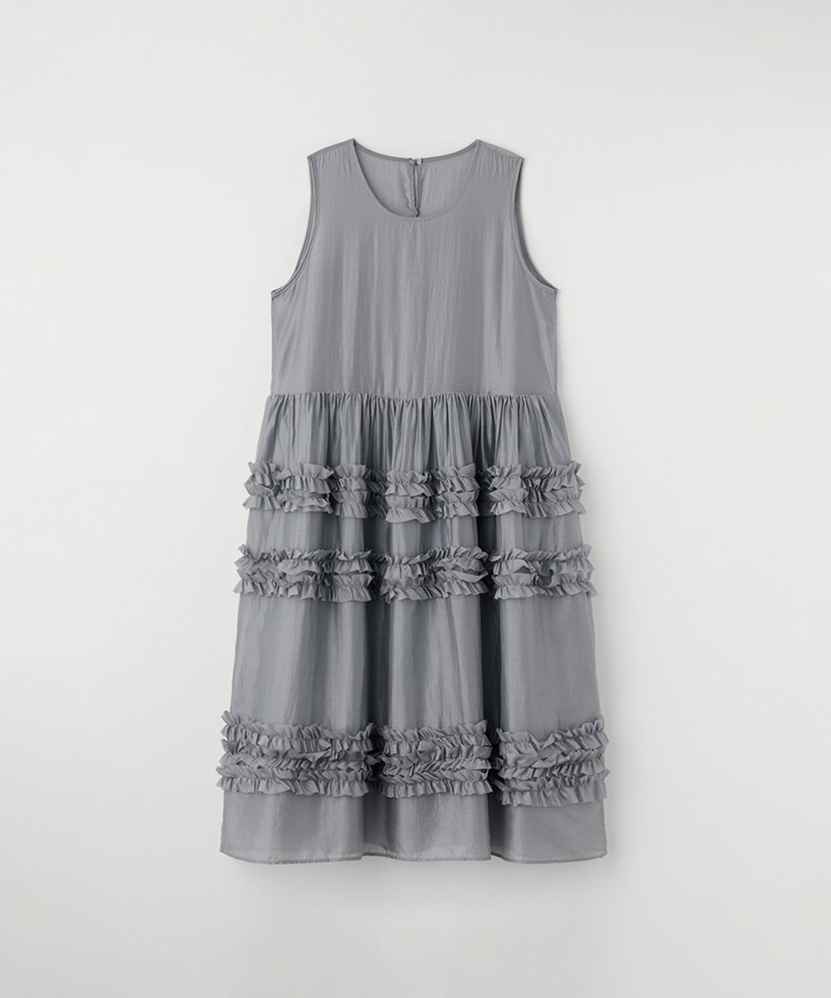 셀리테일즈(CELITAILS) SHEER FRILL LONG DRESS_DARK GREY