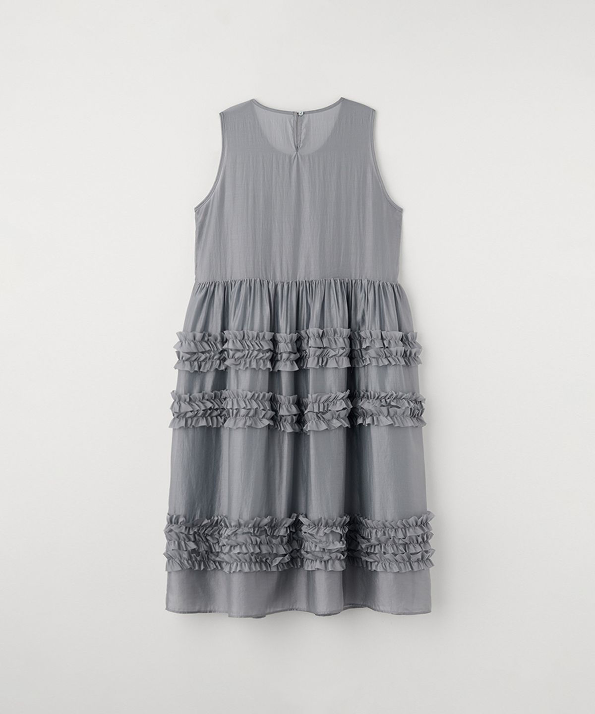셀리테일즈(CELITAILS) SHEER FRILL LONG DRESS_DARK GREY