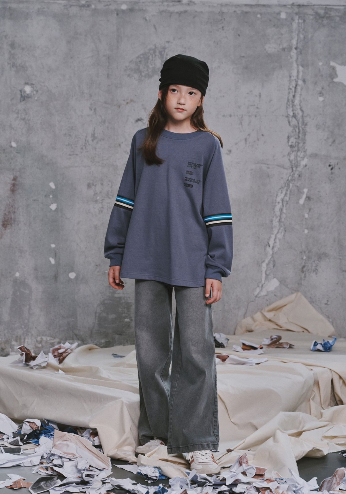 블루테일(BLUETAIL) AZG4PT01GY 그레이 와이드 데님 팬츠