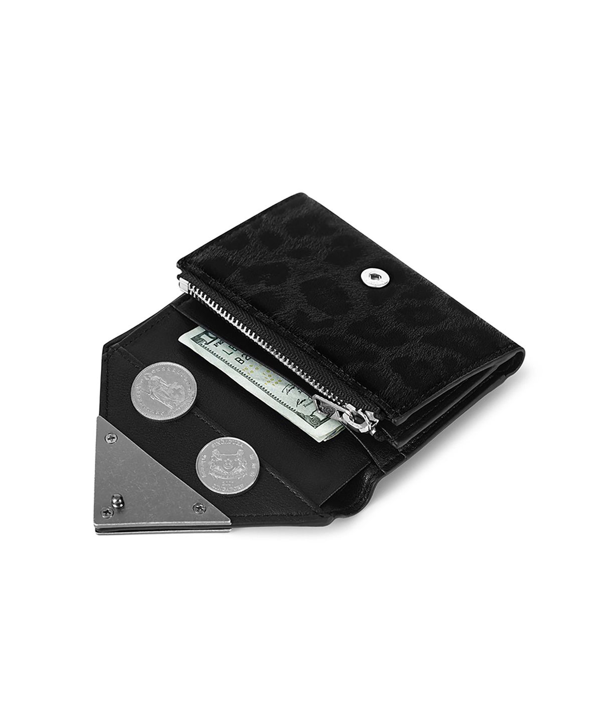 페넥(FENNEC) MATT TRIANGLE WALLET - LEOPARD BLACK