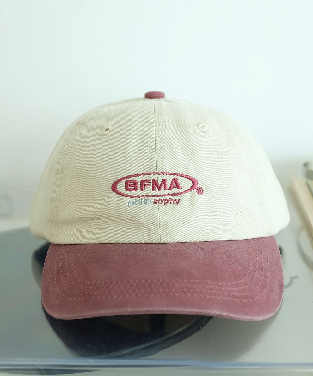 벌룬프렌즈(BALLOON FRIENDS) BFMA 필로소피 투톤워싱 볼캡 버건디