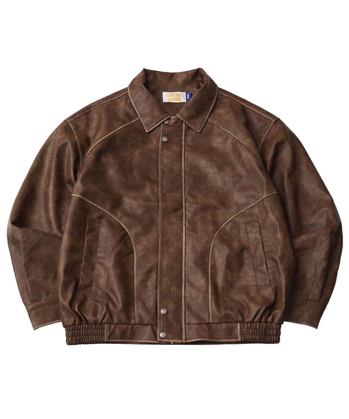 골든선샤인(GOLDEN SUNSHINE) Vintage washed leather jumper_Brown