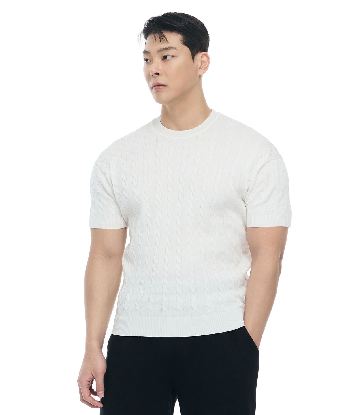 바이젝(BYSEC) 프리미엄 피셔맨 무지 머슬핏 니트_2Color