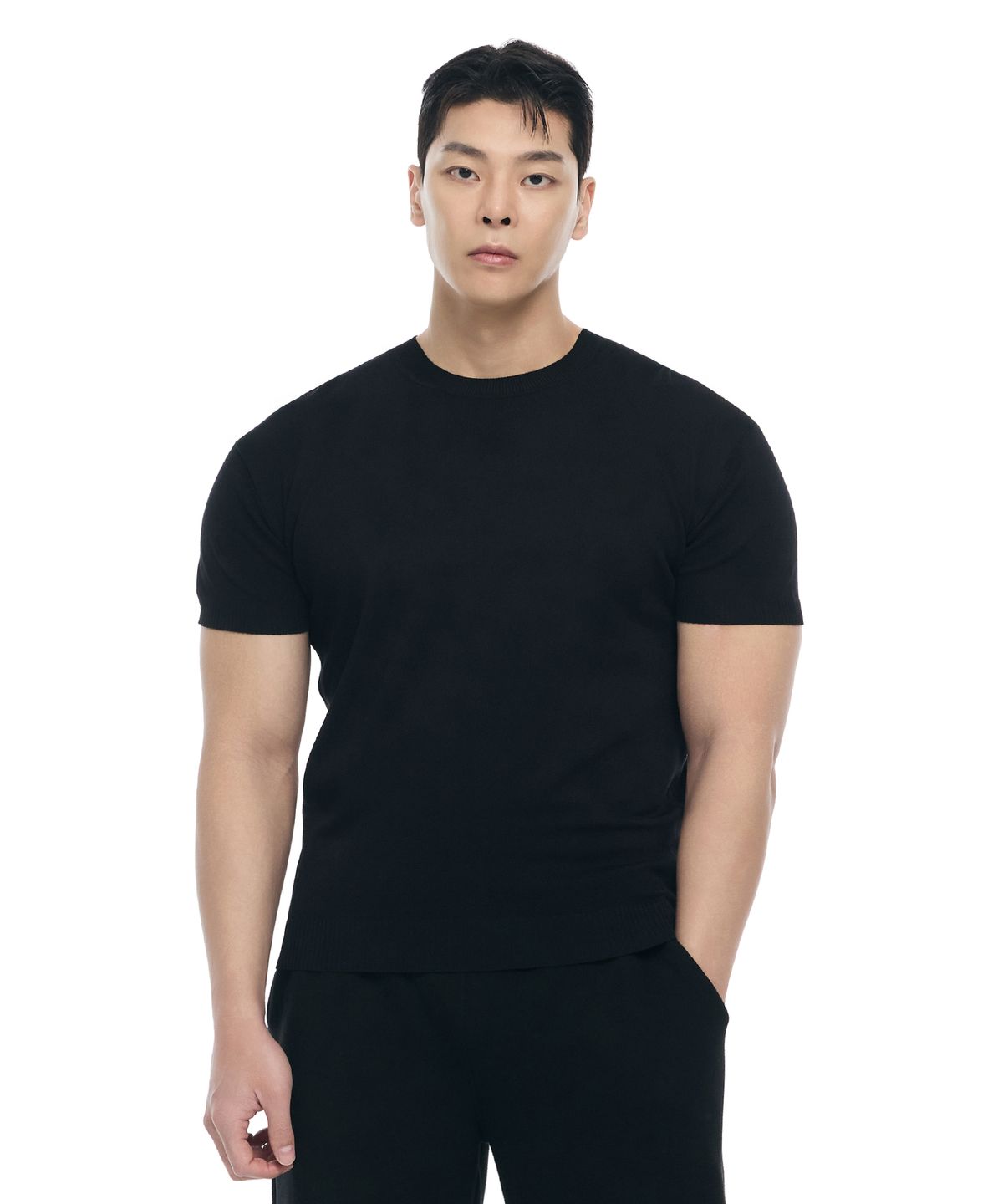 바이젝(BYSEC) 프리미엄 솔리드 무지 머슬핏 니트_2Color