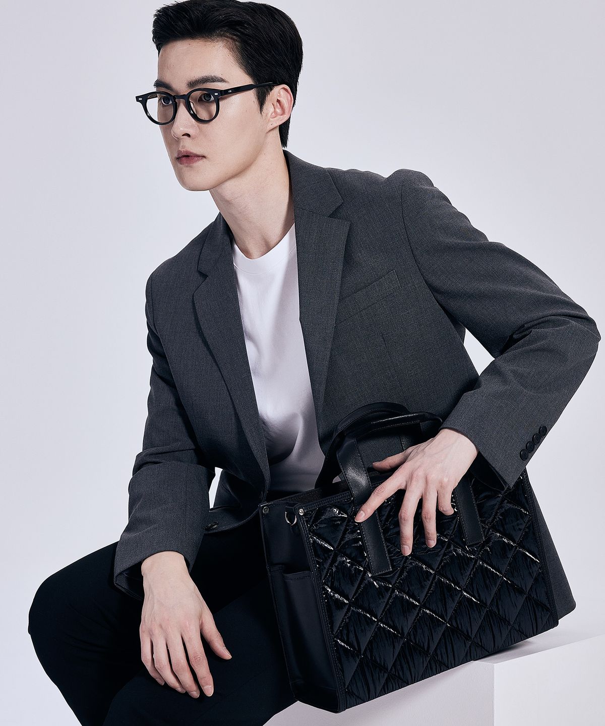 지나인뉴욕(JINA IN NY) 스퀘어 비지니스토트  [블랙퀼팅 콤보]
