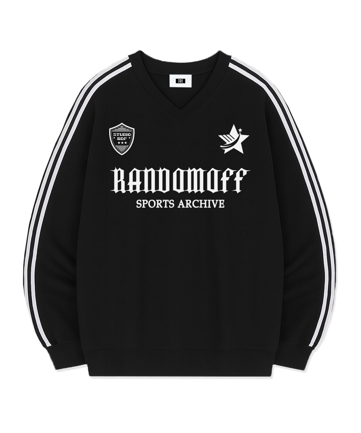 랜덤오프(RANDOMOFF) STAR CREST SPORTY TRACK V-NECK OVER FIT SWEATSHIRT (4color)