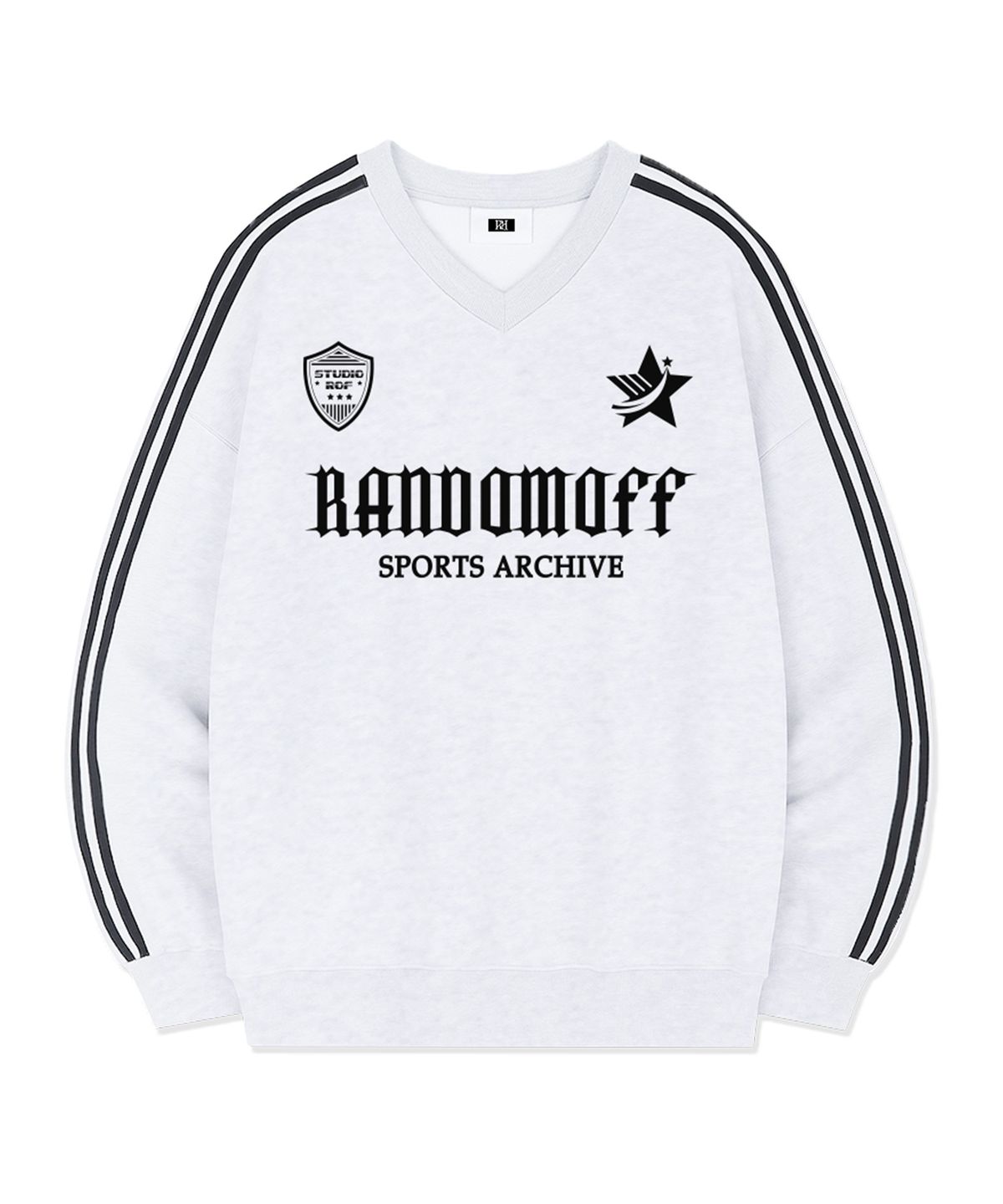 랜덤오프(RANDOMOFF) STAR CREST SPORTY TRACK V-NECK OVER FIT SWEATSHIRT (4color)