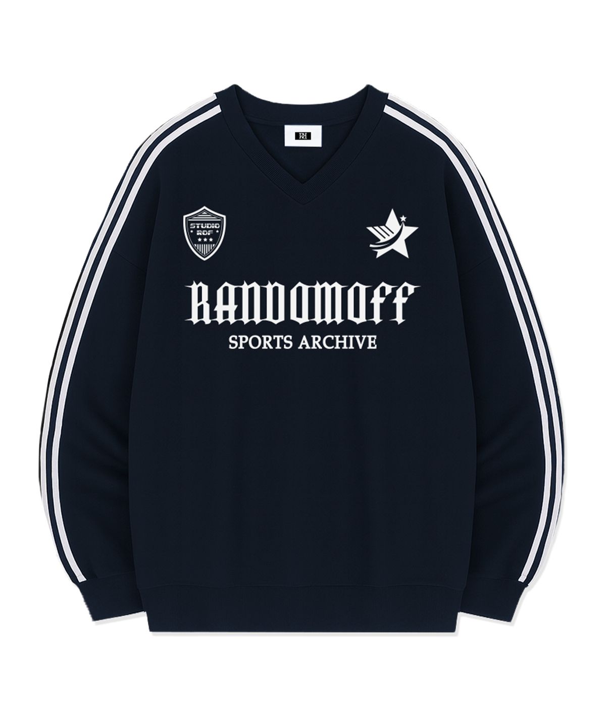 랜덤오프(RANDOMOFF) STAR CREST SPORTY TRACK V-NECK OVER FIT SWEATSHIRT (4color)
