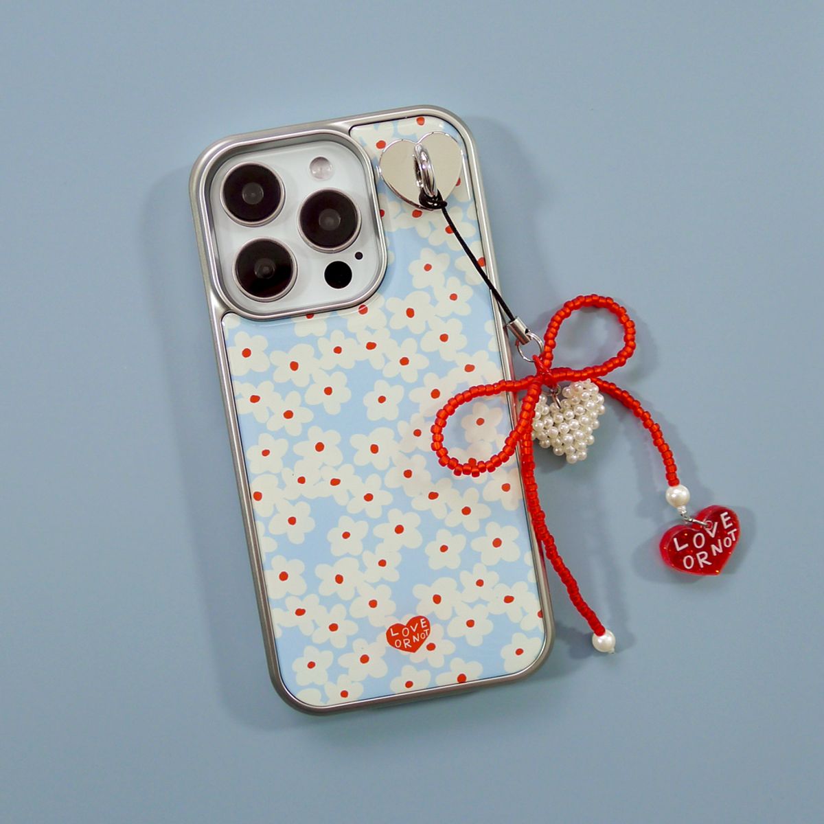 러브오낫(LOVE OR NOT) [맥세이프/실버]글라스/에폭시범퍼_Joy Flowers-Sky Magsafe/Silver Bumpercase
