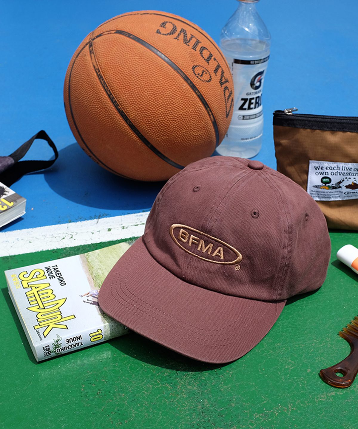 벌룬프렌즈(BALLOON FRIENDS) BFMA LOGO 워싱 볼캡 브라운