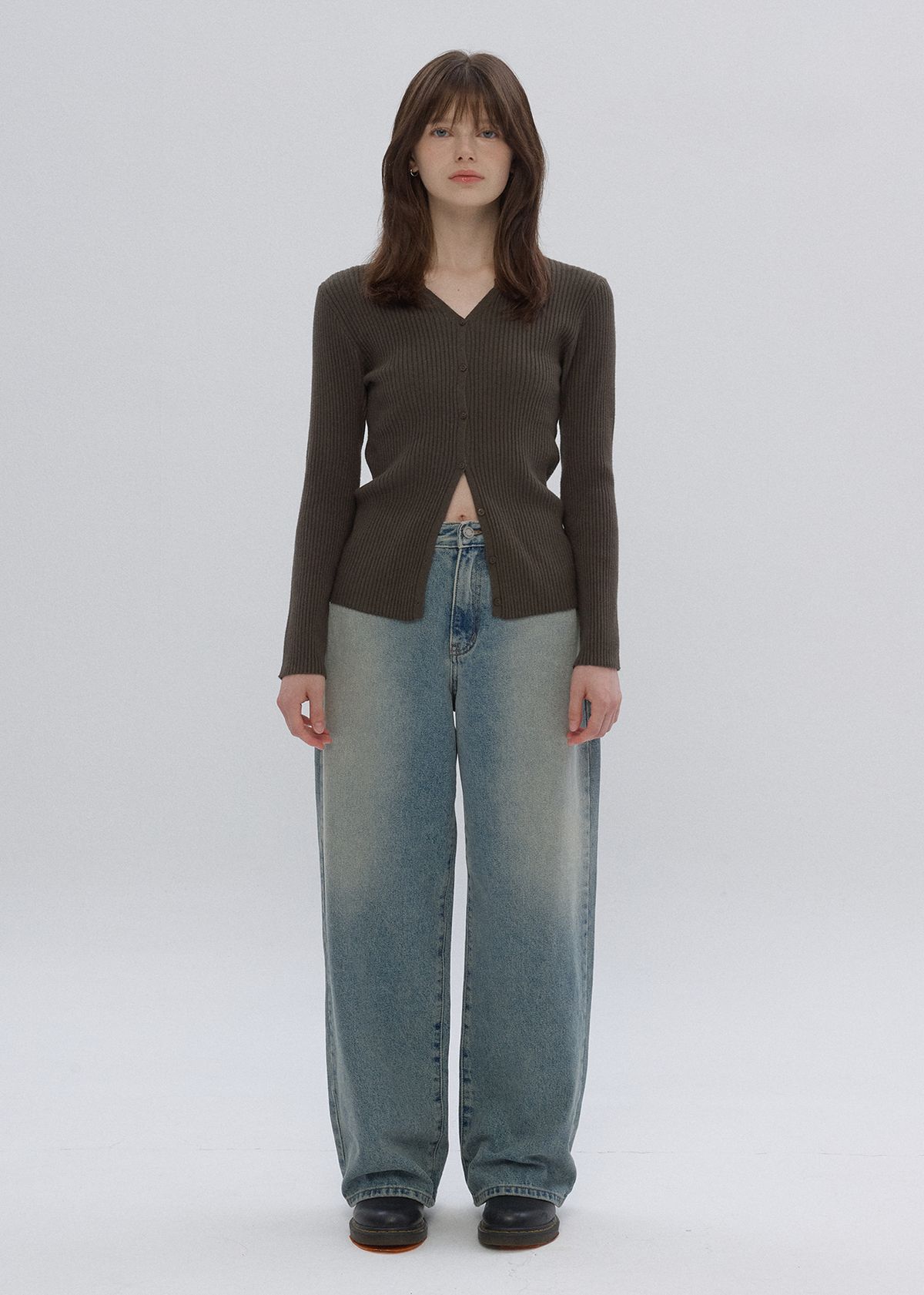 버튼업(BUTTON UP) 빈티지 워시드 와이드 데님