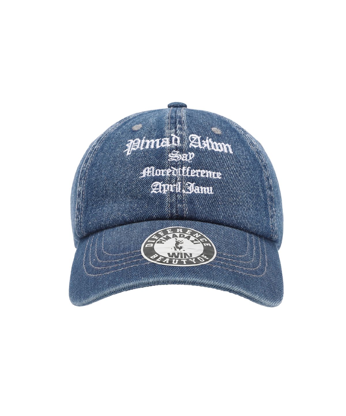 피마다지윈(PIMADAZIWIN) Denim Lettering Ballcap_[Medium Blue]