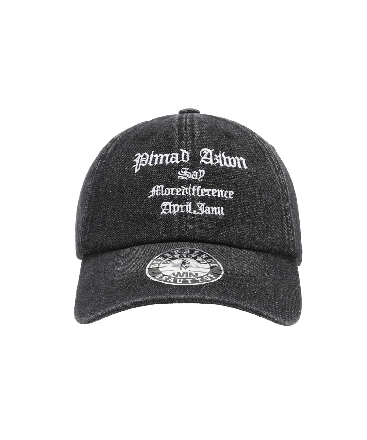 피마다지윈(PIMADAZIWIN) Denim Lettering Ballcap_[Black Charcoal]
