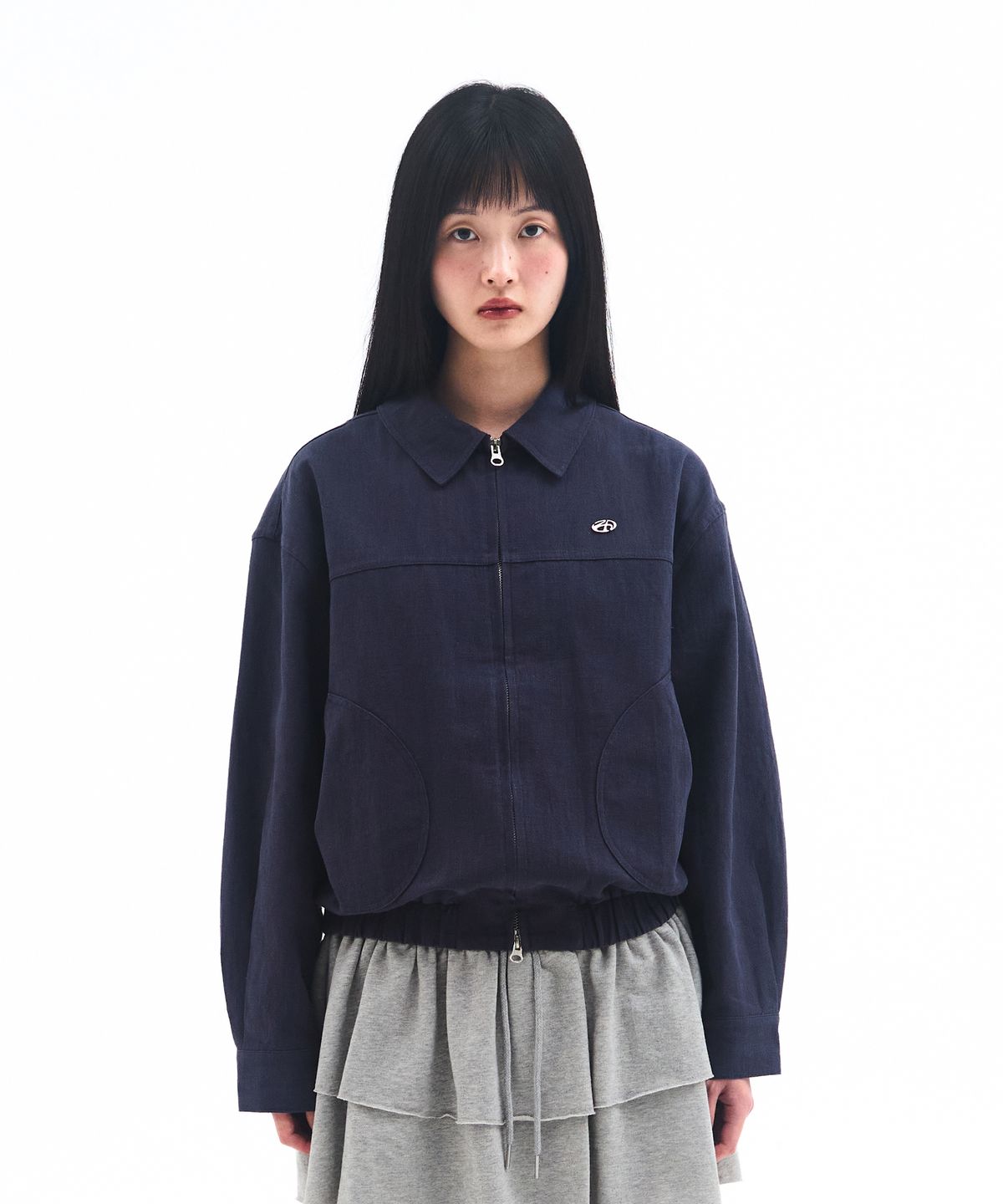 아메스 월드와이드(AMES-WORLDWIDE) LINEN BOMBER JACKET NAVY