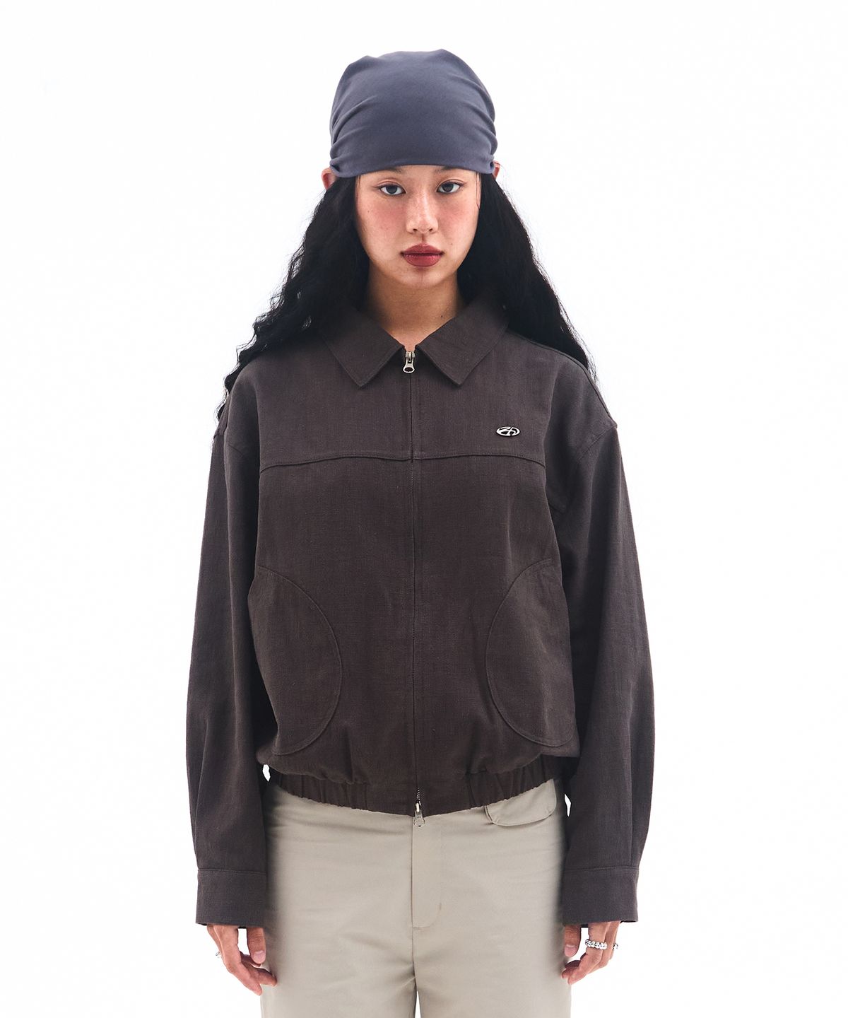 아메스 월드와이드(AMES-WORLDWIDE) LINEN BOMBER JACKET CHARCOAL