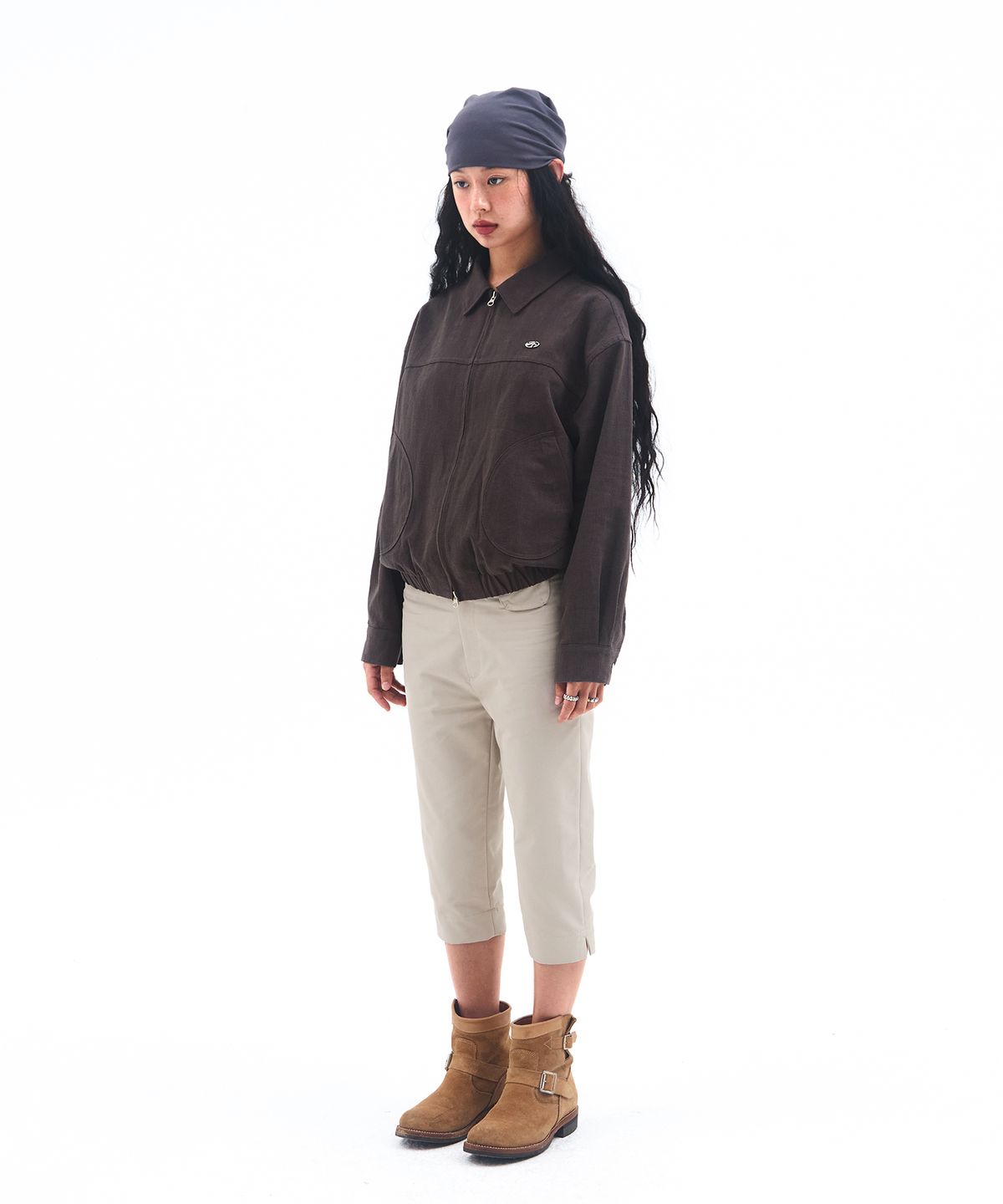 아메스 월드와이드(AMES-WORLDWIDE) LINEN BOMBER JACKET CHARCOAL