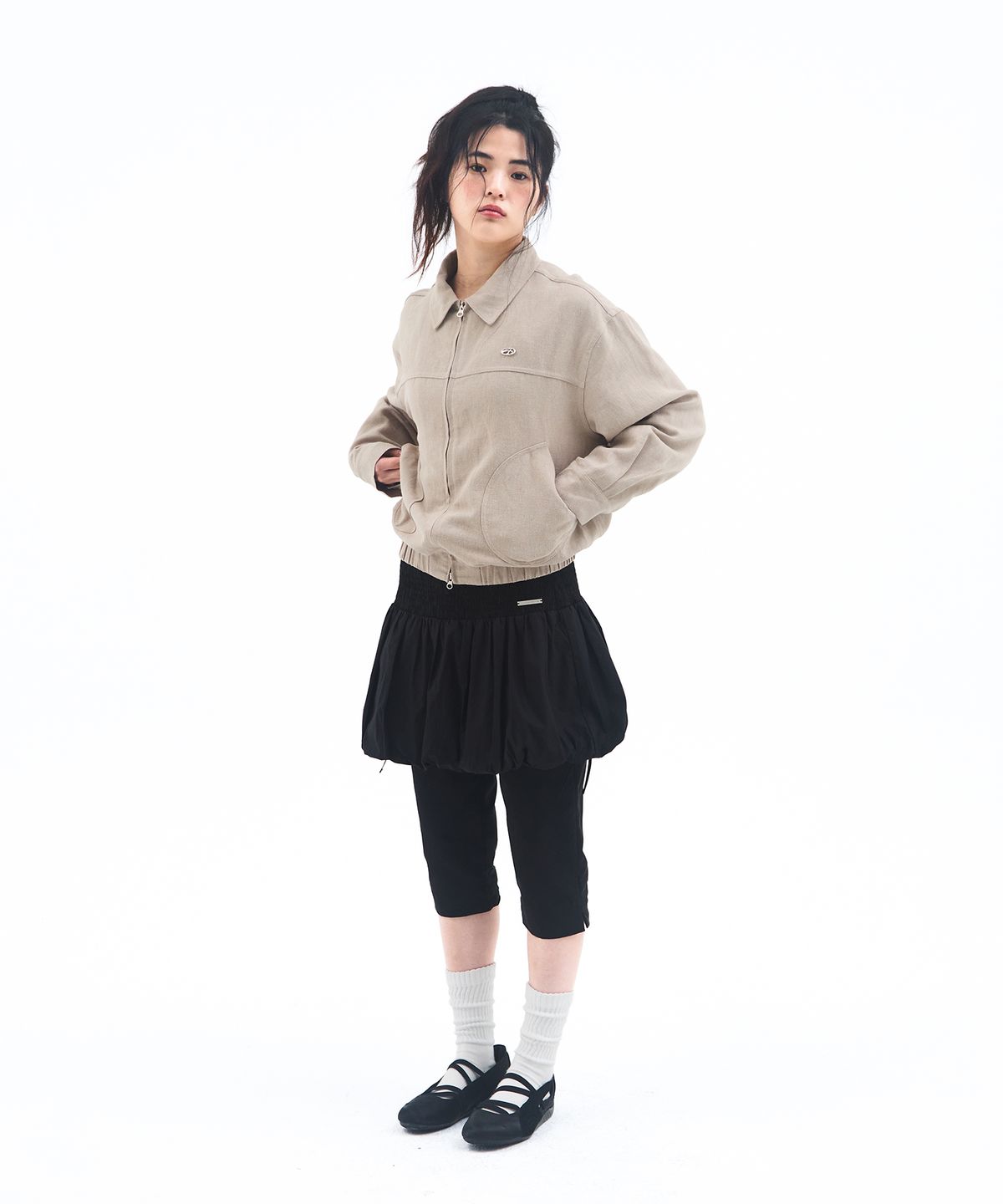 아메스 월드와이드(AMES-WORLDWIDE) LINEN BOMBER JACKET BEIGE