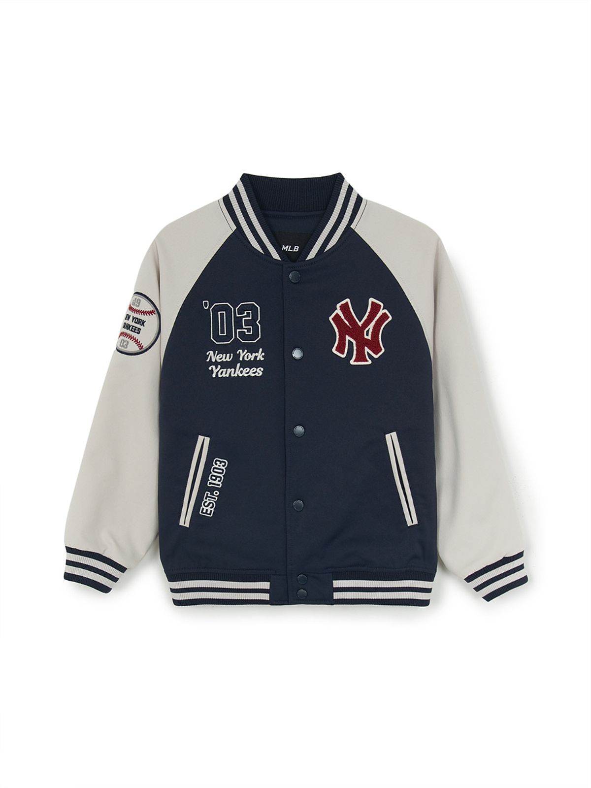 엠엘비 키즈(MLB KIDS) 스트릿 바시티 래글런 패딩점퍼 NY (D.Navy)