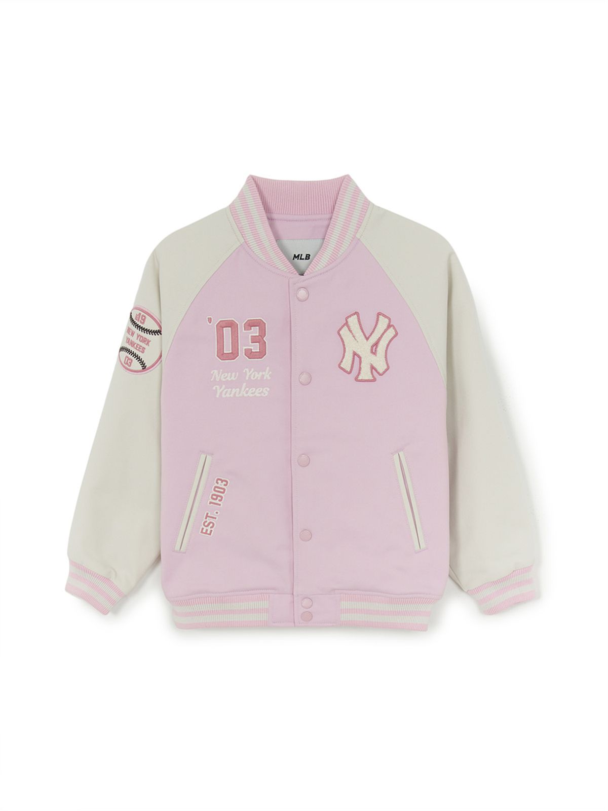 엠엘비 키즈(MLB KIDS) 스트릿 바시티 래글런 패딩점퍼 NY (Mg.Pink)