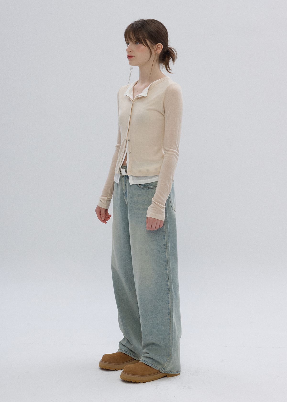 버튼업(BUTTON UP) 데일리 워시드 와이드 데님(LIGHT BLUE)