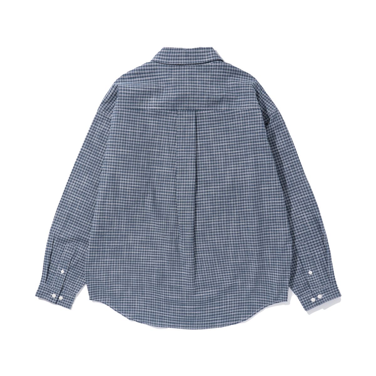 엑스트라오디너리(EXTRAORDINARY) EXODNRY APPLIQUE CHECK SHIRT NAVY