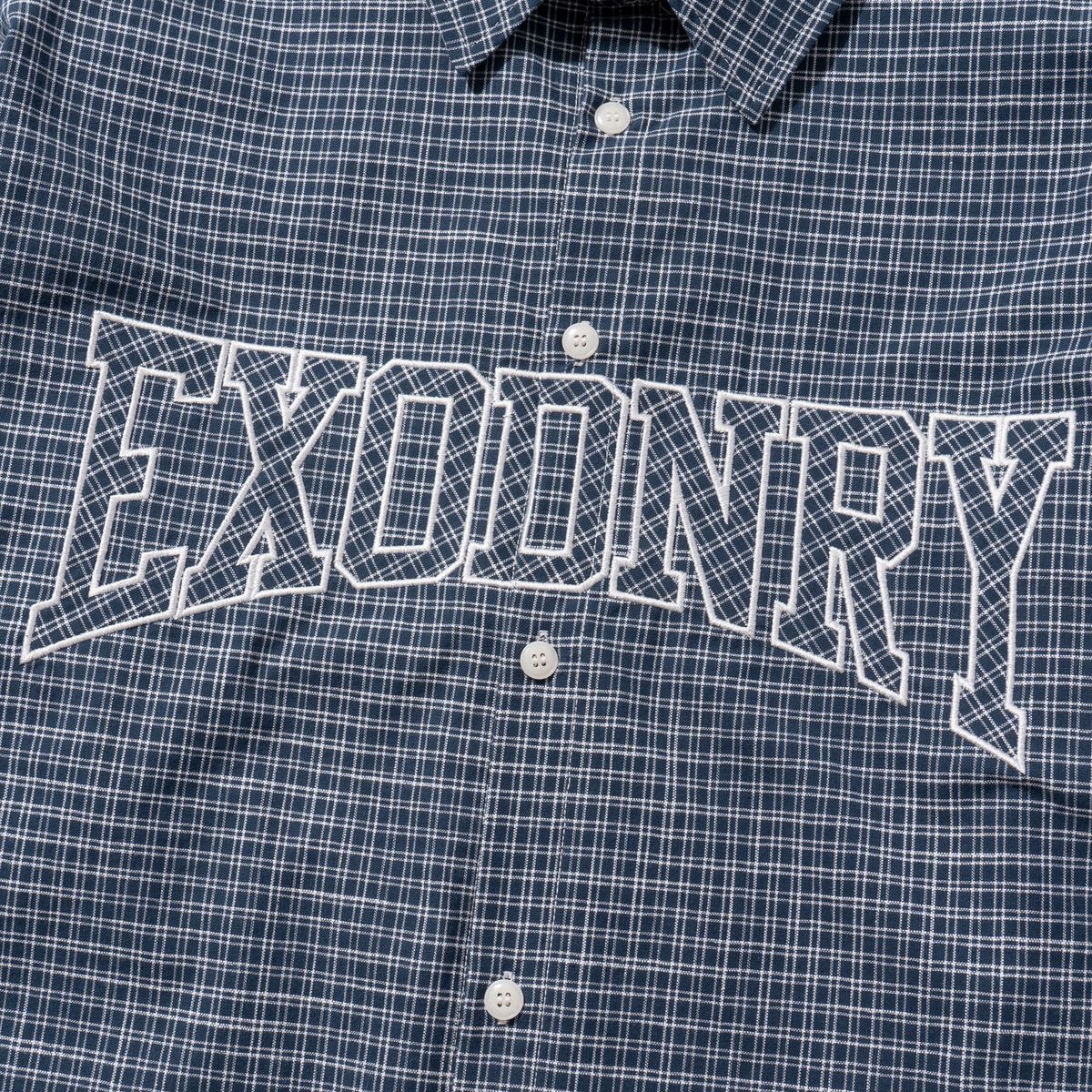 엑스트라오디너리(EXTRAORDINARY) EXODNRY APPLIQUE CHECK SHIRT NAVY