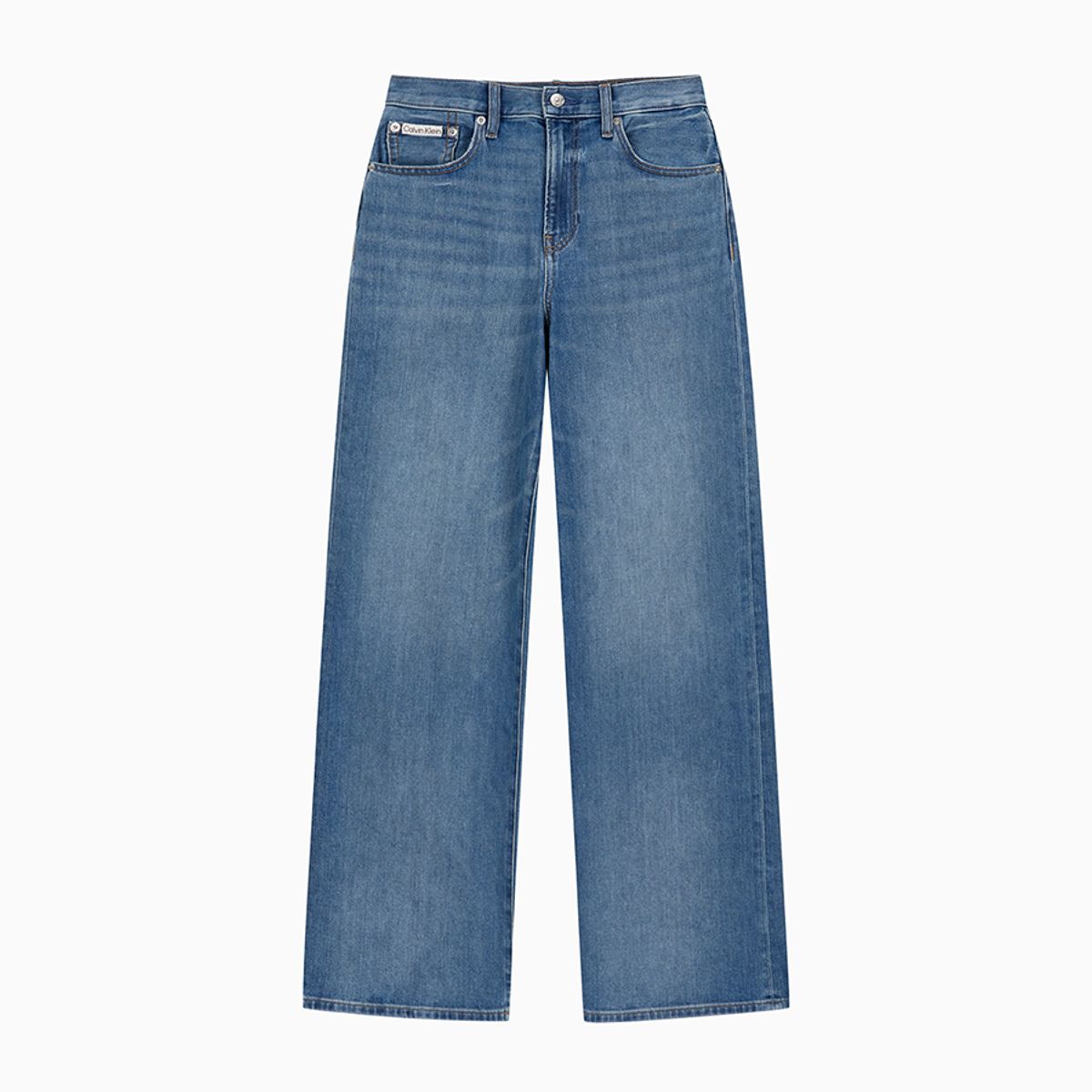 캘빈클라인 진(CALVIN KLEIN JEANS) 여성 와이드 레그핏 미드 블루 데님 47D848G 2J6