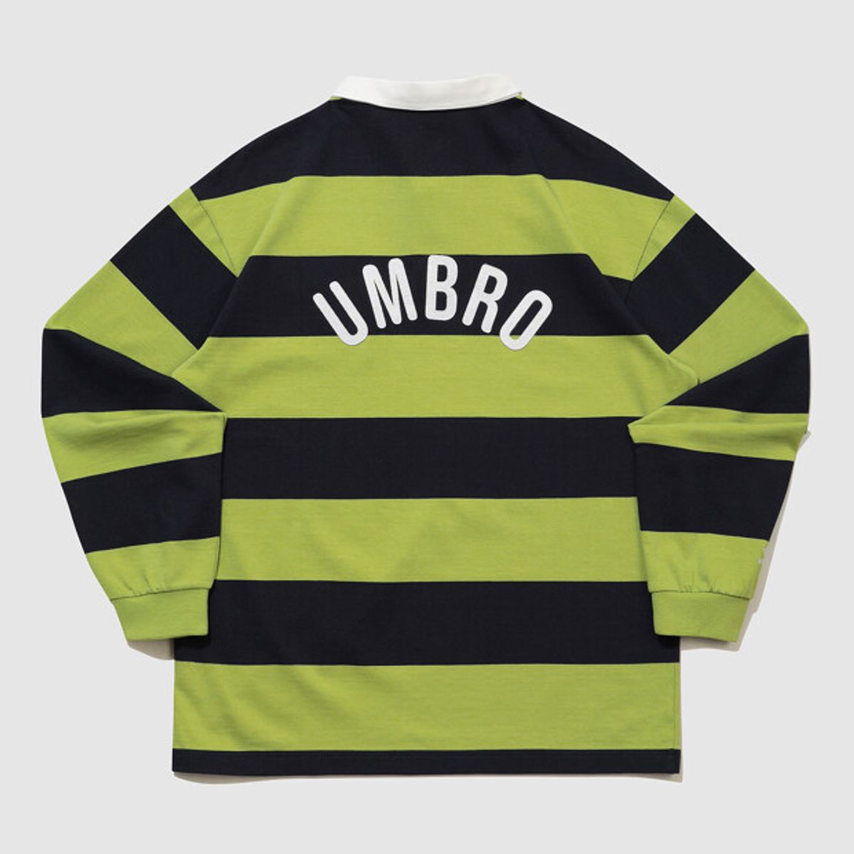 엄브로(UMBRO) HBL 로얄 컬리지 컬러블럭 럭비 카라 긴팔 티셔츠 그린(UQ321CRL92)