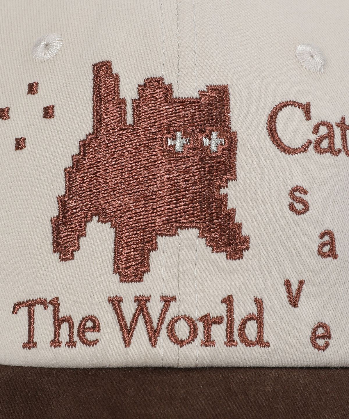 캣세이브더월드(CATSAVETHEWORLD) 픽셀 아트 볼캡 (브라운)