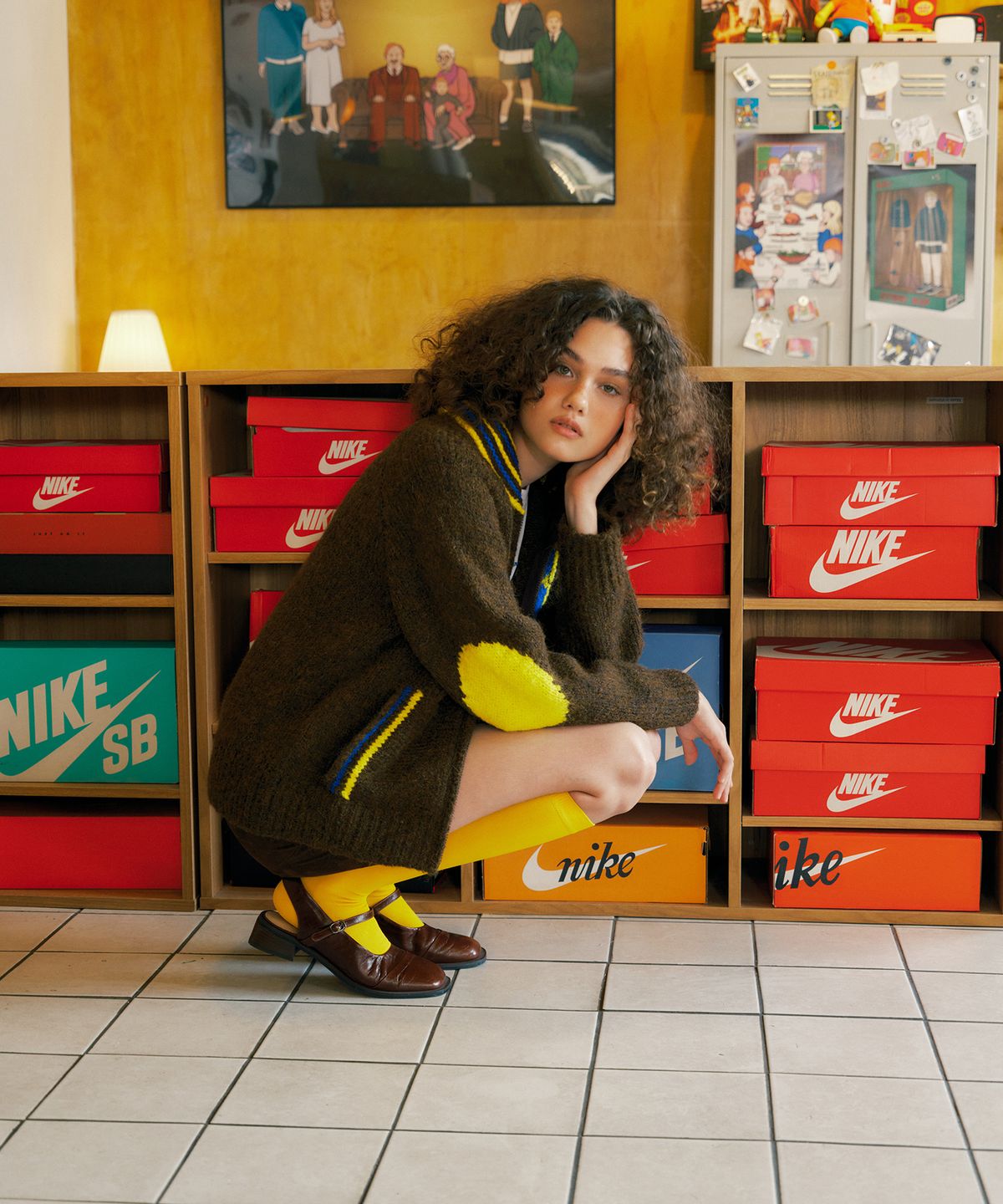그린버터(GREENBUTTER) Logo Knee Socks (Yellow)