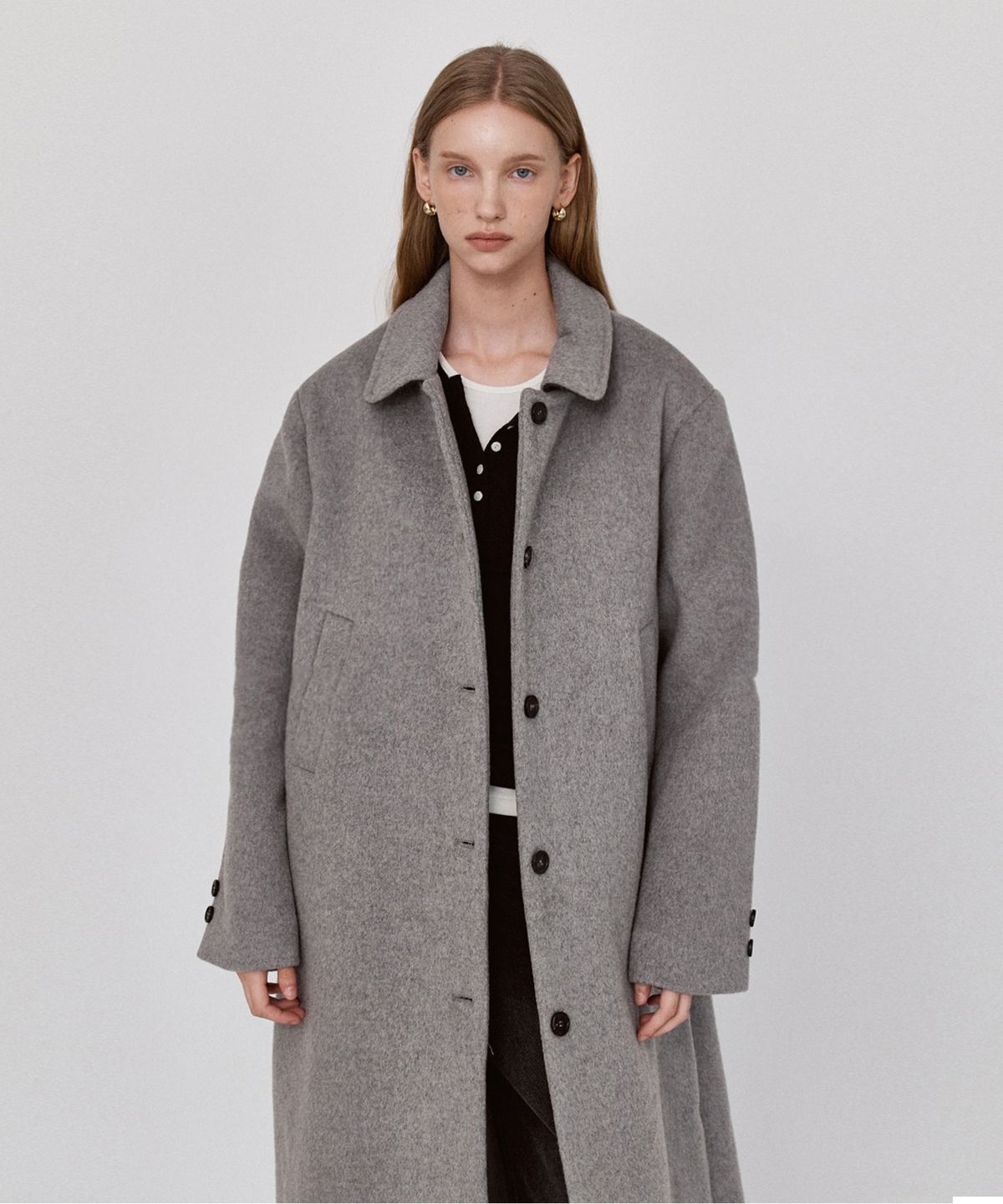 르세지엠(LESEIZEME) Classic Wool Single Coat - Gray