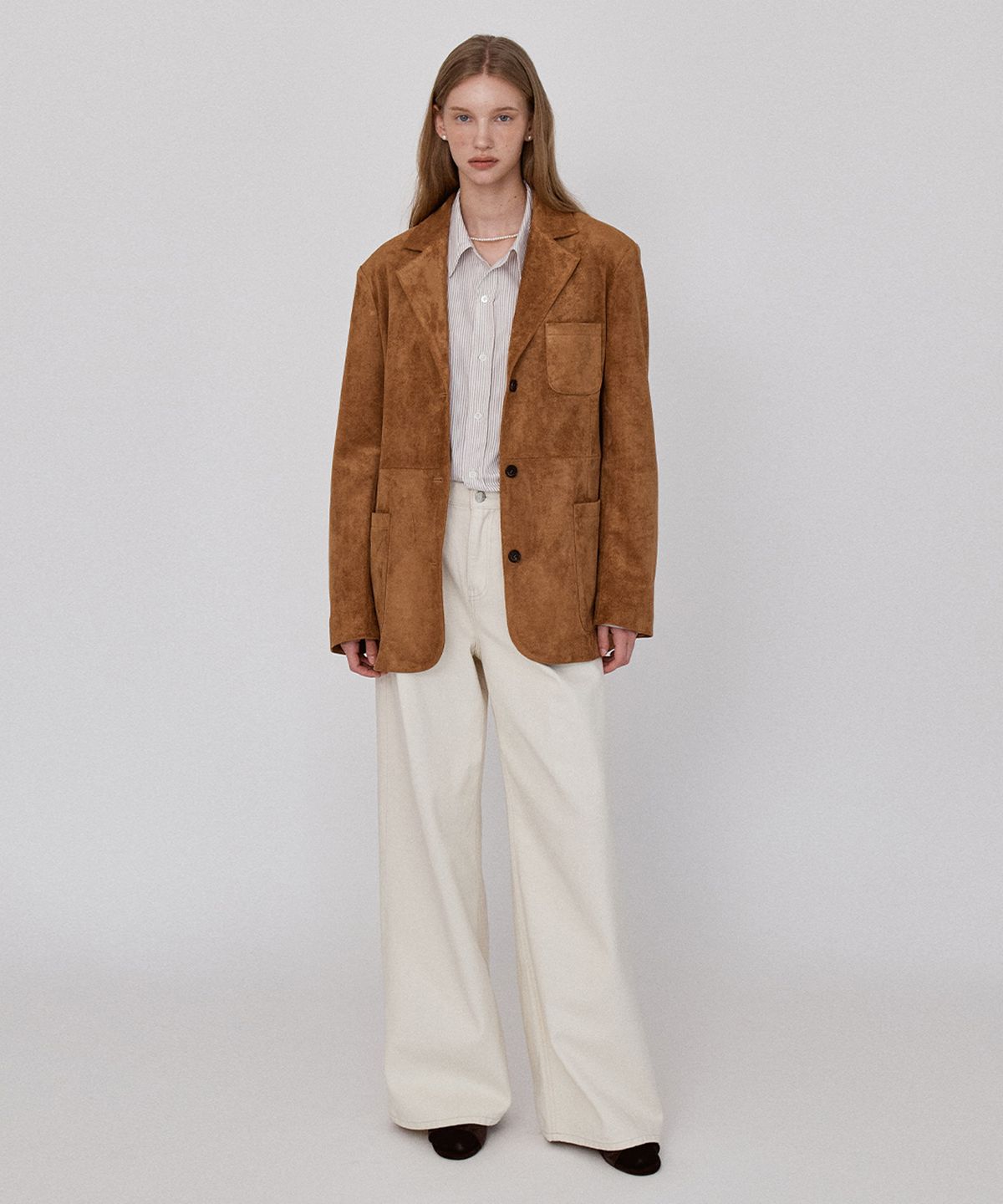 르세지엠(LESEIZEME) Suede Blazer Jacket - Brown