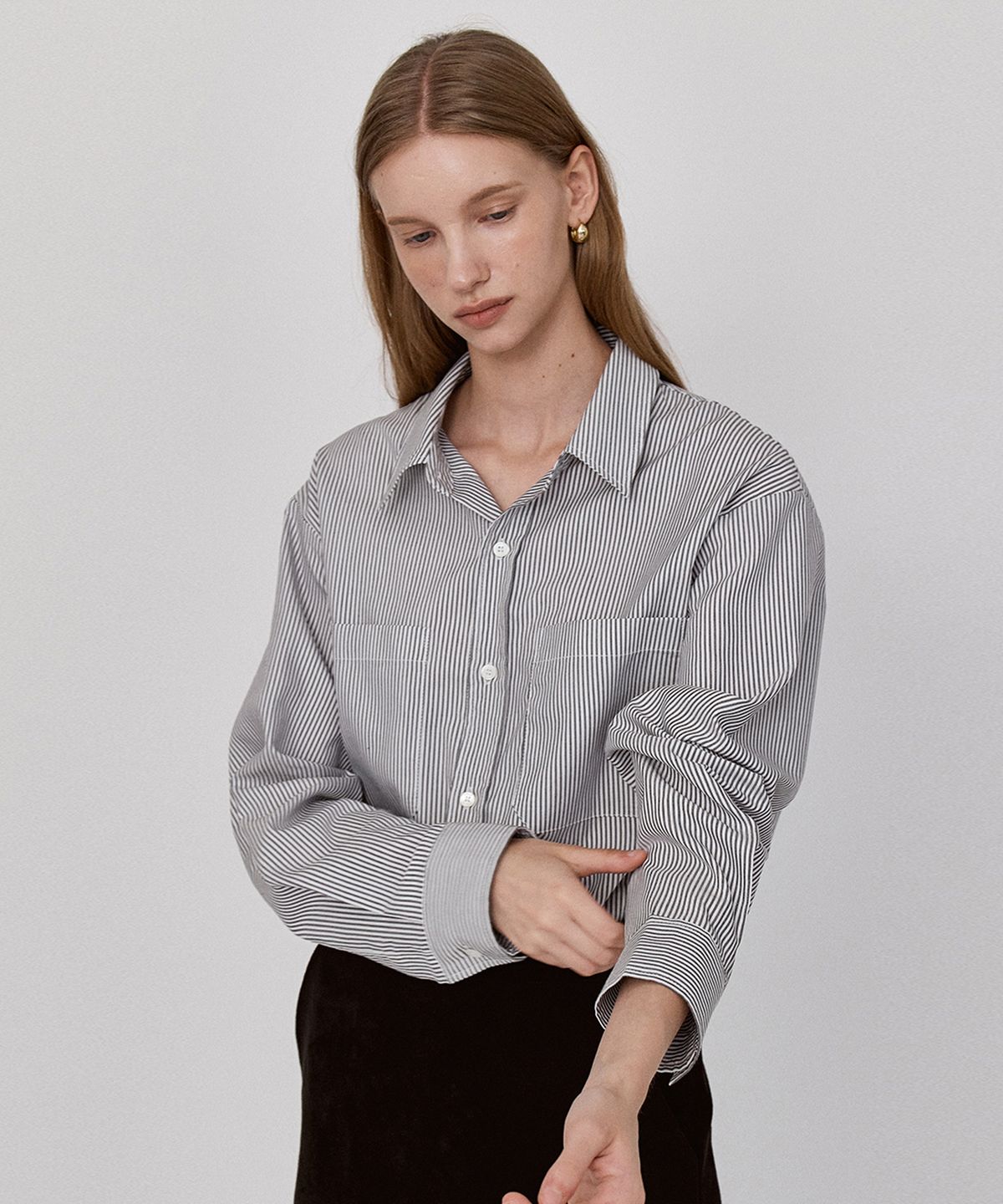 르세지엠(LESEIZEME) Daily Stripe Shirt - Gray