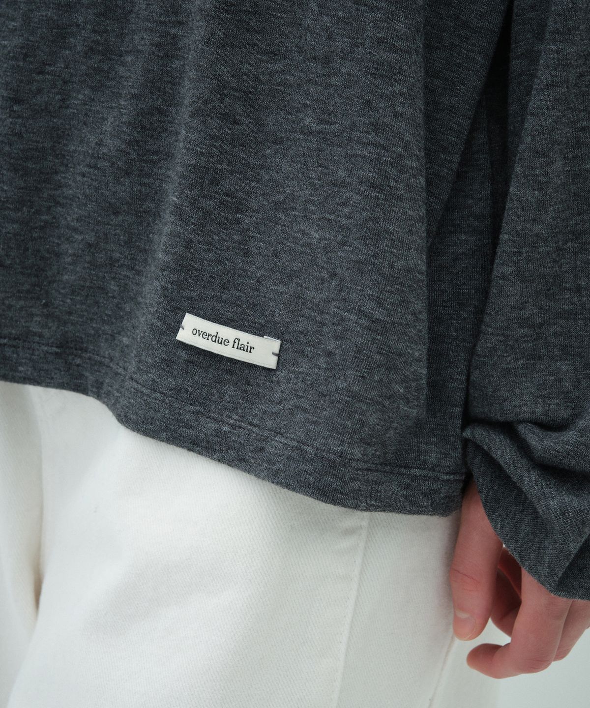 오버듀플레어(OVERDUEFLAIR) LOOSE FIT WOOL TENCEL TURTLENECK T-SHIRT_CHARCOAL