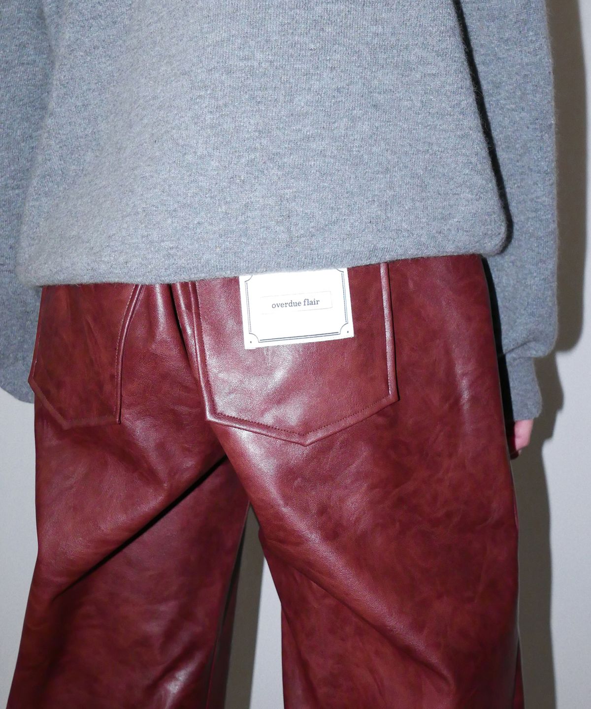 오버듀플레어(OVERDUEFLAIR) SEMI WIDE LEATHER PANTS_RED
