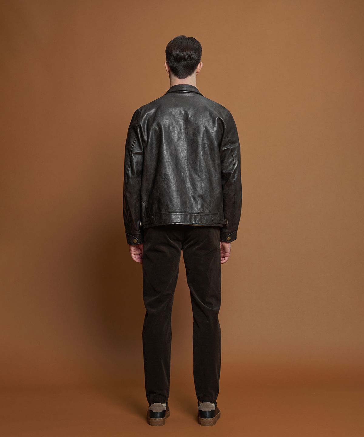 빠니깔레(PANICALE) 브라운 피유 레더 트러커 자켓