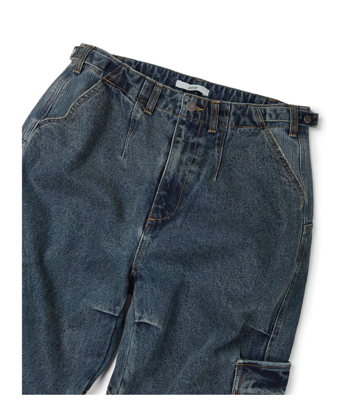 이티씨이(ETCE) LAYERED BACK CARGO DENIM PANTS 2.0 (BLUE)