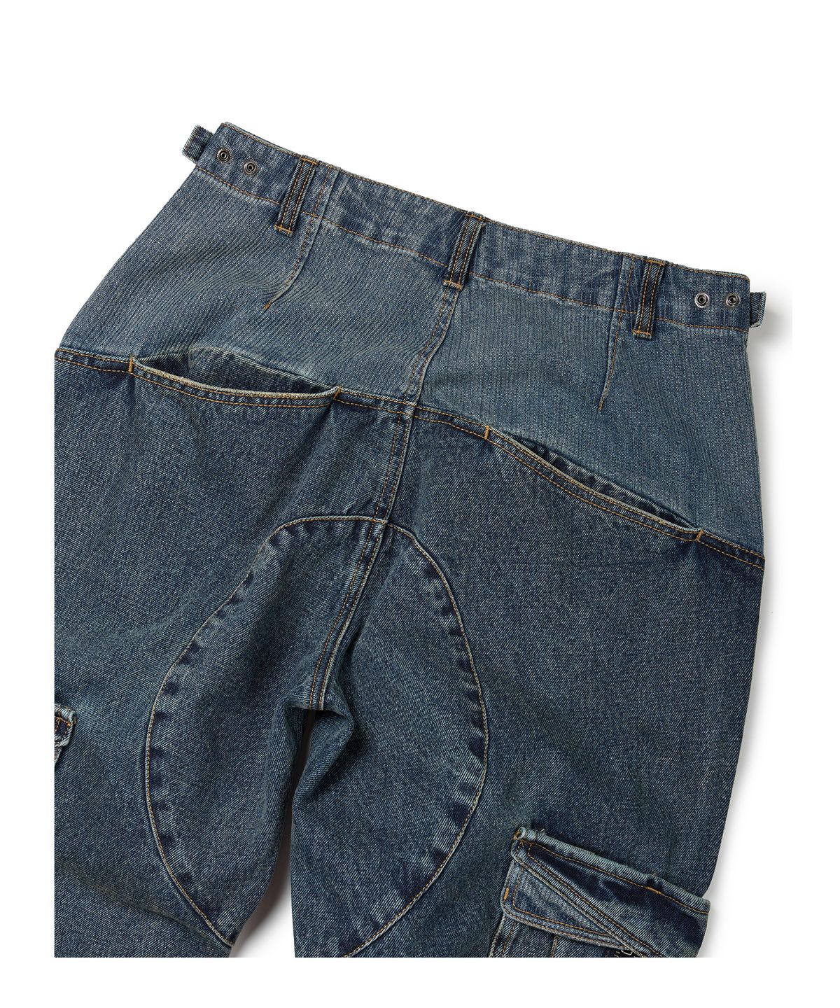 이티씨이(ETCE) LAYERED BACK CARGO DENIM PANTS 2.0 (BLUE)