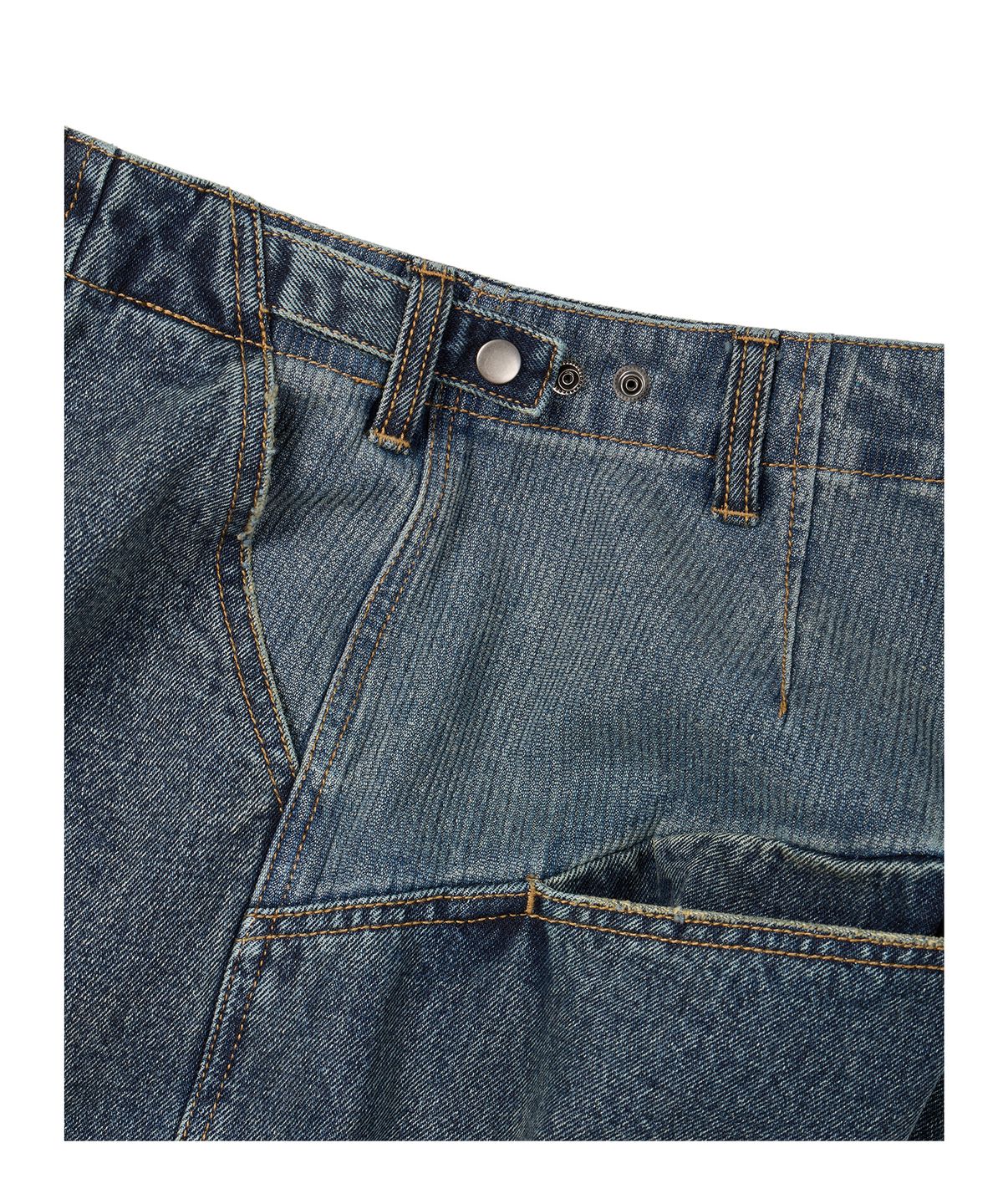 이티씨이(ETCE) LAYERED BACK CARGO DENIM PANTS 2.0 (BLUE)