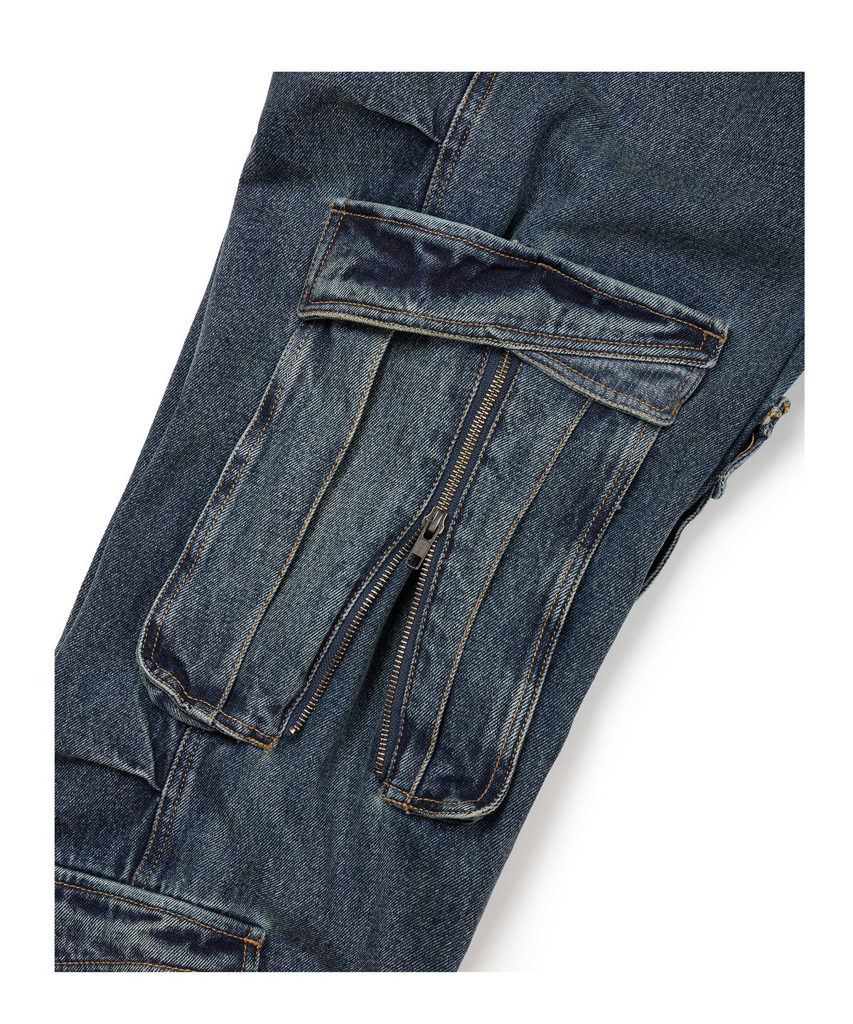 이티씨이(ETCE) LAYERED BACK CARGO DENIM PANTS 2.0 (BLUE)