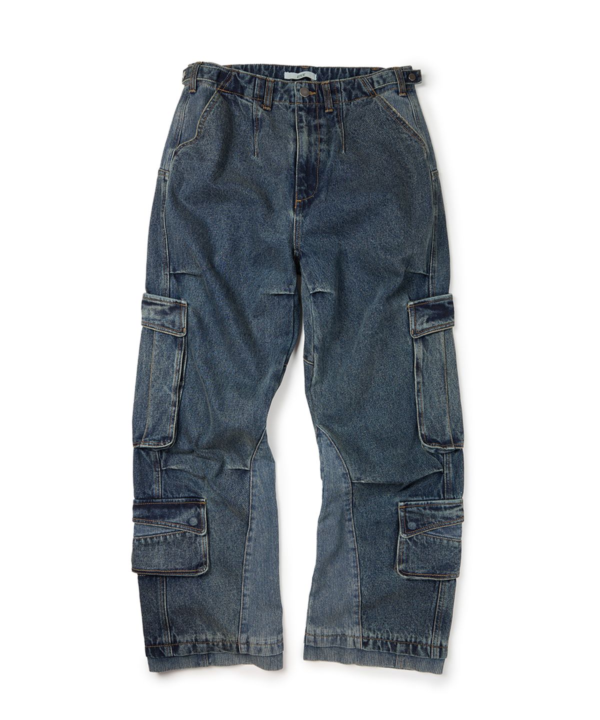이티씨이(ETCE) LAYERED BACK CARGO DENIM PANTS 2.0 (BLUE)