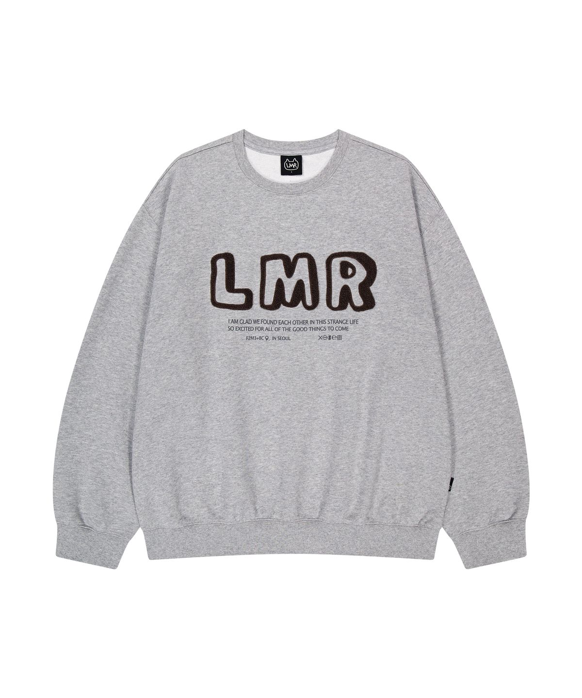 엘엠알(LMR) 부클 레터링 로고 맨투맨 GREY