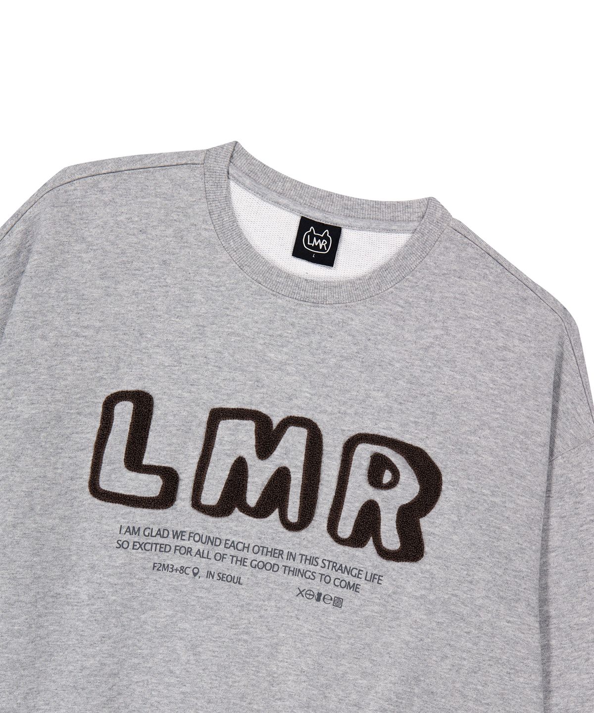 엘엠알(LMR) 부클 레터링 로고 맨투맨 GREY