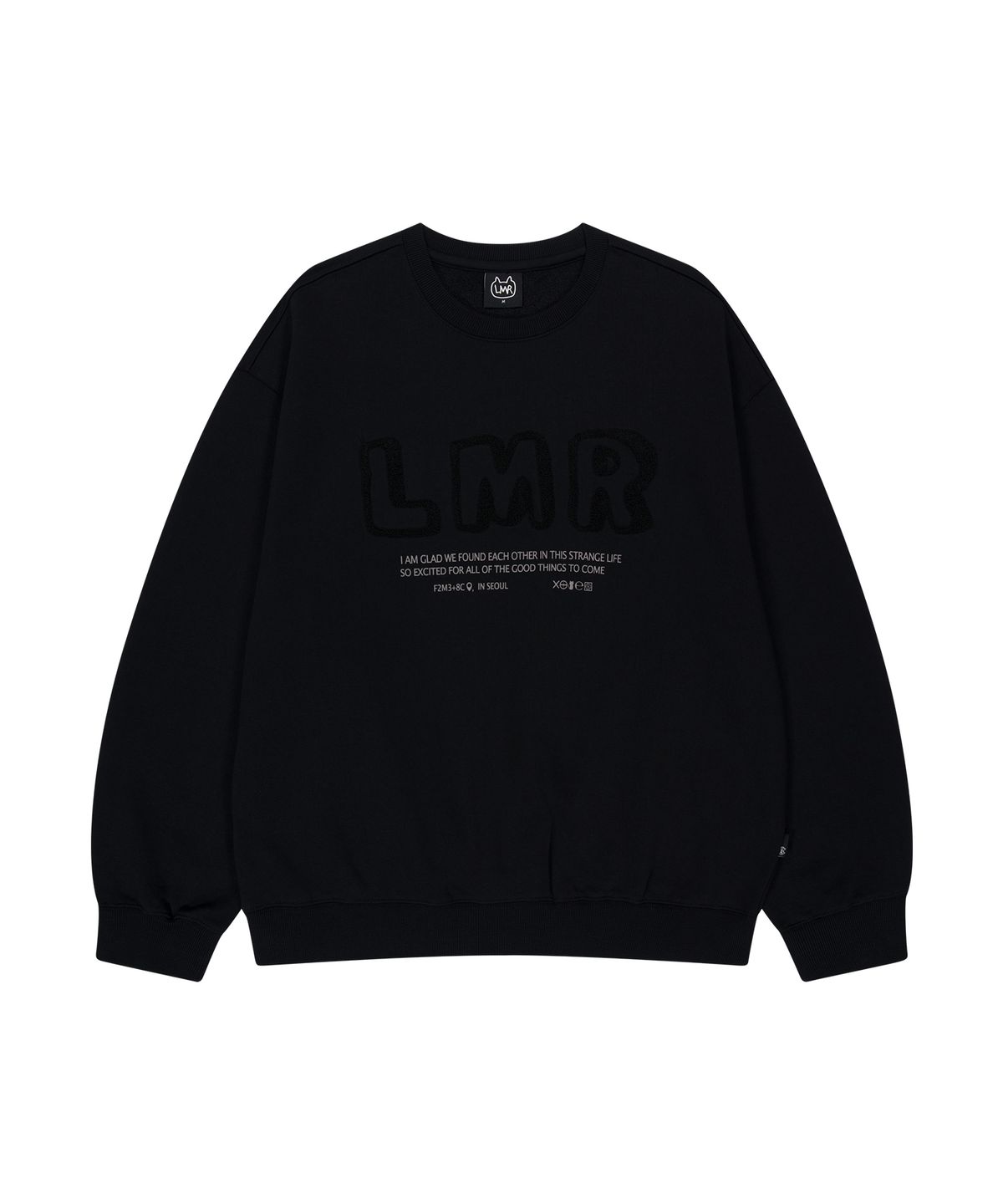 엘엠알(LMR) 부클 레터링 로고 맨투맨 BLACK