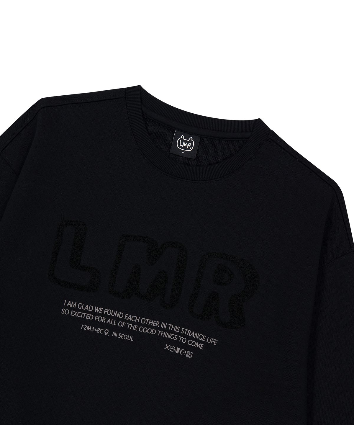 엘엠알(LMR) 부클 레터링 로고 맨투맨 BLACK