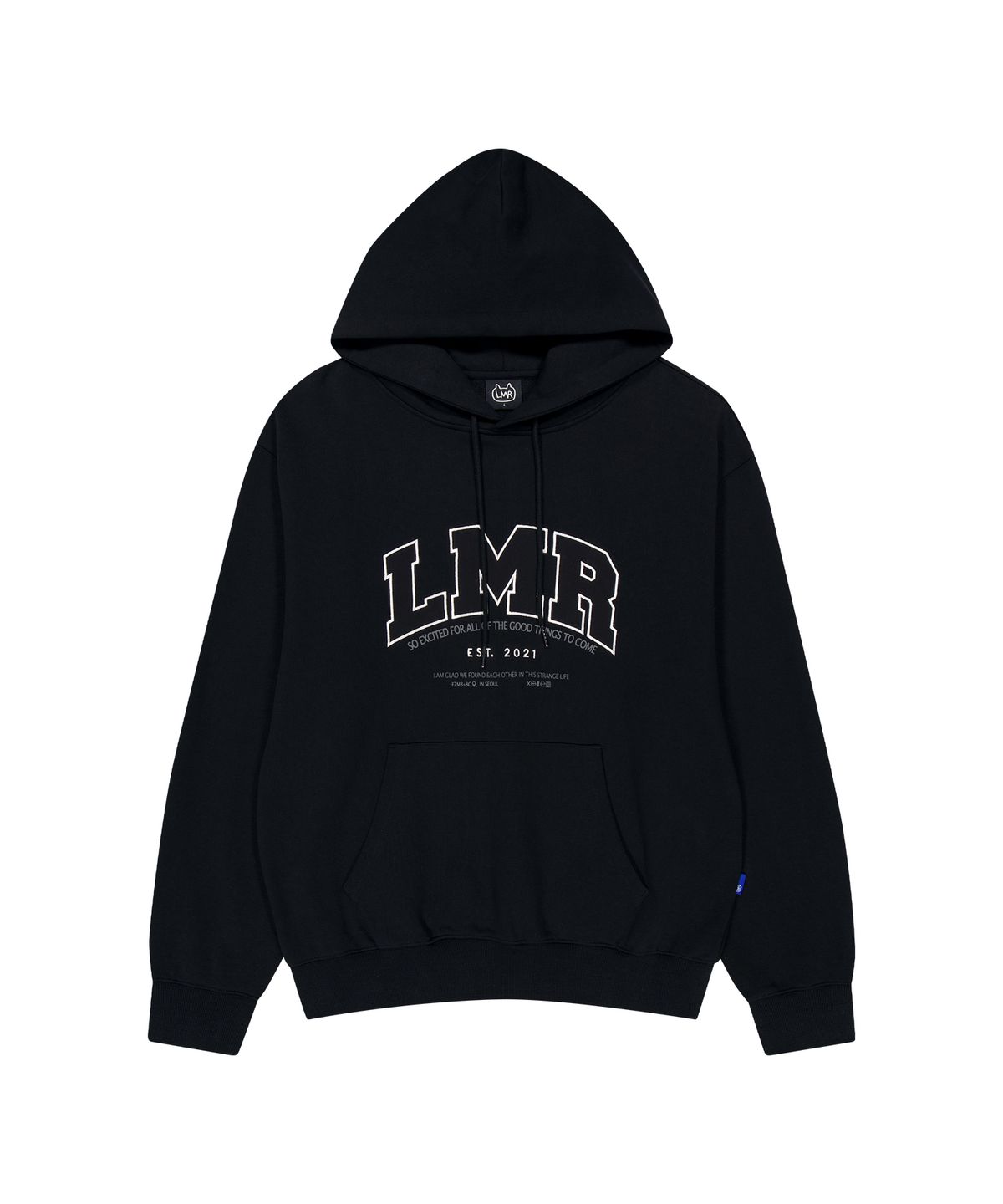엘엠알(LMR) 레터링 로고 아플리케 후드 BLACK
