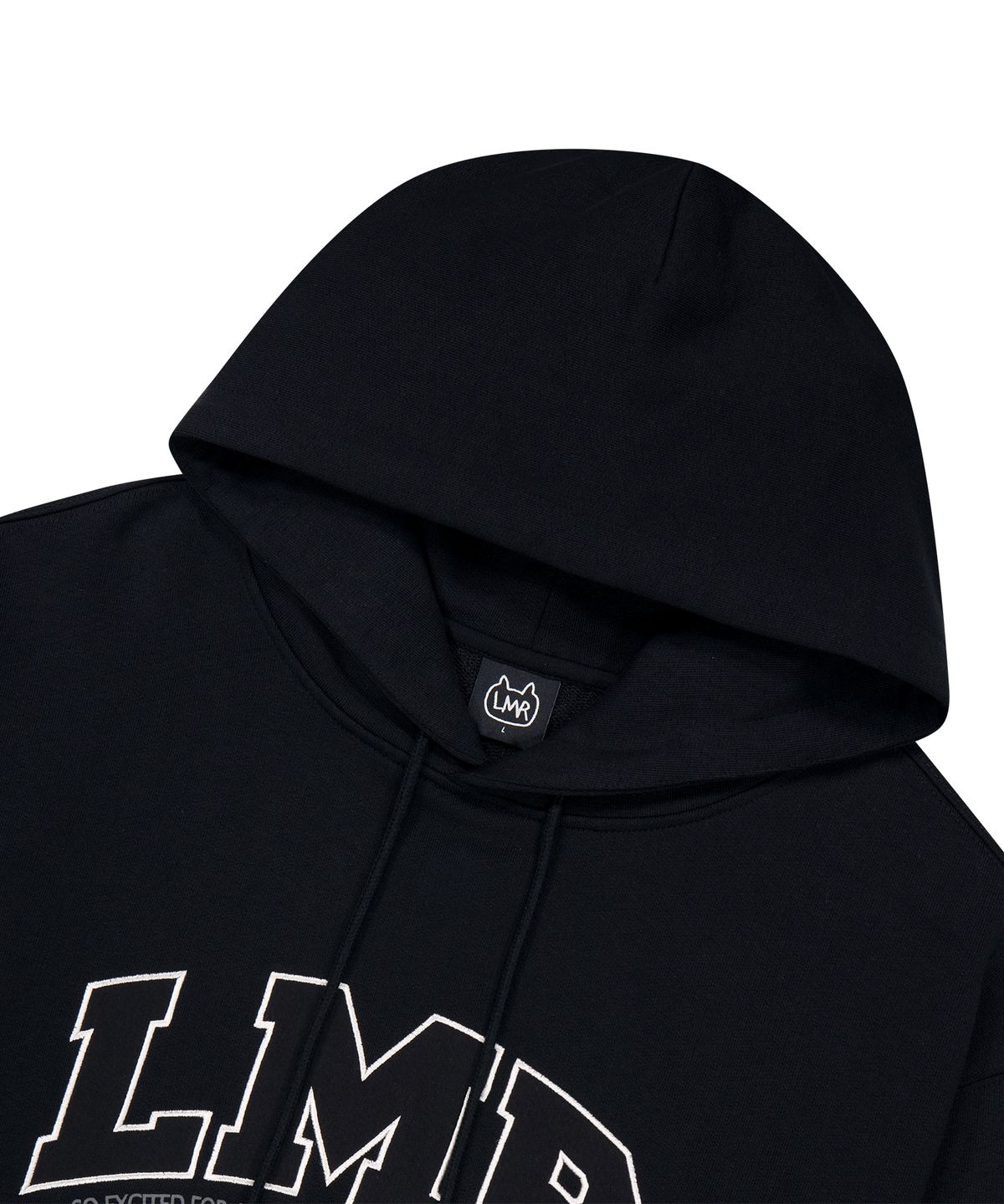엘엠알(LMR) 레터링 로고 아플리케 후드 BLACK