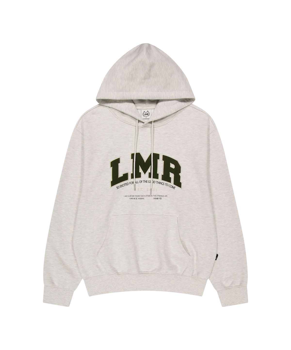 엘엠알(LMR) 레터링 로고 아플리케 후드 OATMEAL